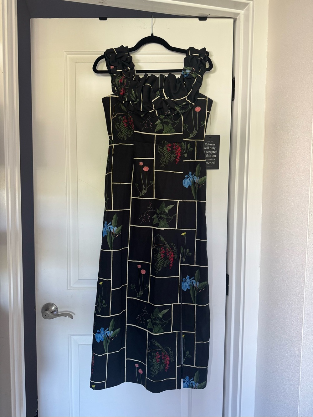 Tuckernuck Off-Shoulder Black Floral Midi Dress - Picture 3 of 6
